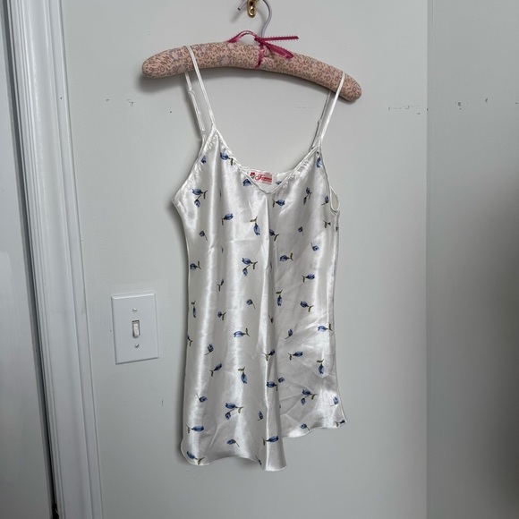 Vintage White and blue Floral slip dress XS/S coquette cottage Fairycore - Picture 2 of 6